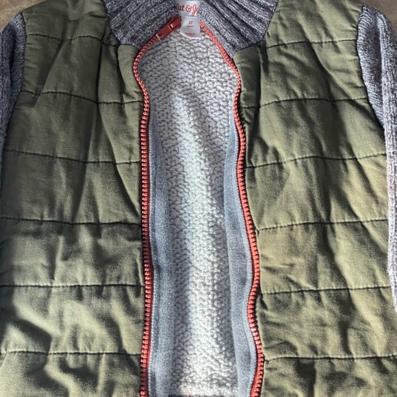 Cat & Jack Green and Gray Knit Jacket with orange full zip size 3T - Picture 4 of 5